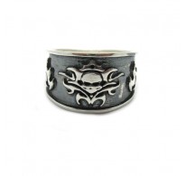 R001961 Genuine sterling silver ring viking symbol Skull and flames solid hallmarked 925